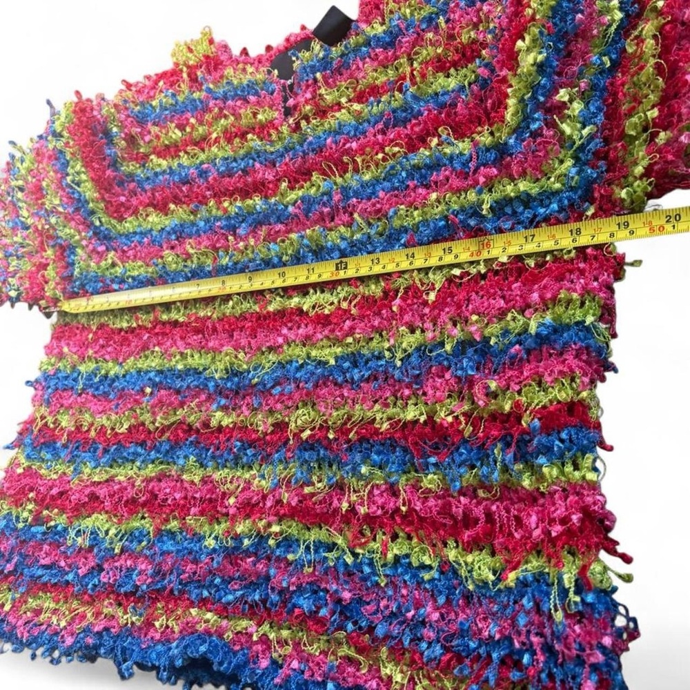 Rare Vintage Michael Simon Confetti Knit short sleeve Top | Size L rainbow knit - Picture 9 of 12